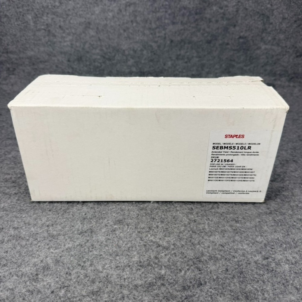 Staples SEBMS510LR Extended Yield Black Toner Lexmark MS510 MS610 MX511 2721564
